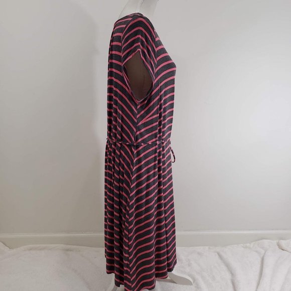 Motherhood Woman's Sz XL Dress Grey w Pink horizontal stripes - Picture 5 of 8